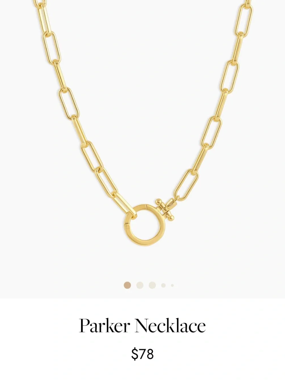 Gorjana Parker Gold Paperclip Chain Necklace with Toggle Clasp 18